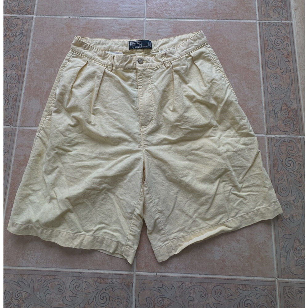 Polo‎ Ralph Lauren Yellow Cotton Pleated Shorts Men size 33